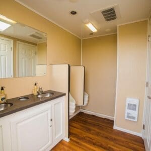 Gold Luxury Restroom Trailers Interior View