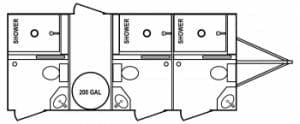 BRR 3 Stall Restroom Shower Trailer Floorplan